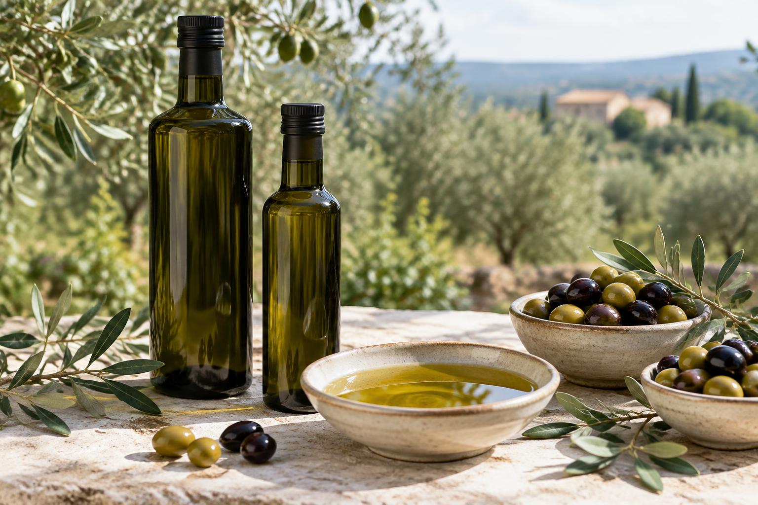 Aceite de oliva, aceitunas y productos de origen